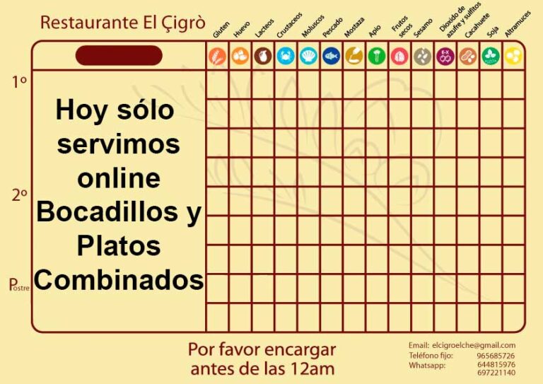 Restaurante El Çigro Alicante Torrellano Elche Comidas Menu del dia